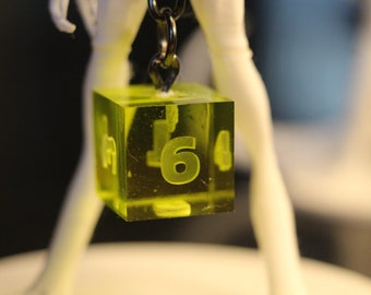 Handmade dice keychain for dungeons and dragons and other ttrpgs green and black