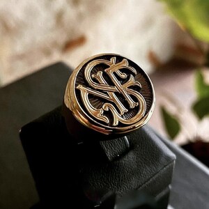 Anillo con sello de plata de 925 k con inicial de monograma, anillo con sello con diseño de letra especial personalizado, joyería hecha a mano, regalo de lujo para el día de Halloween - NSF