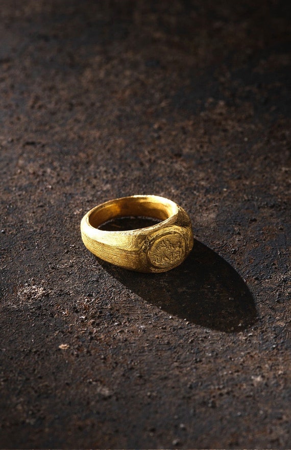 Buy Ancient Roman Vintage 22K Gold Plated 925 Sterling Silver Ring 