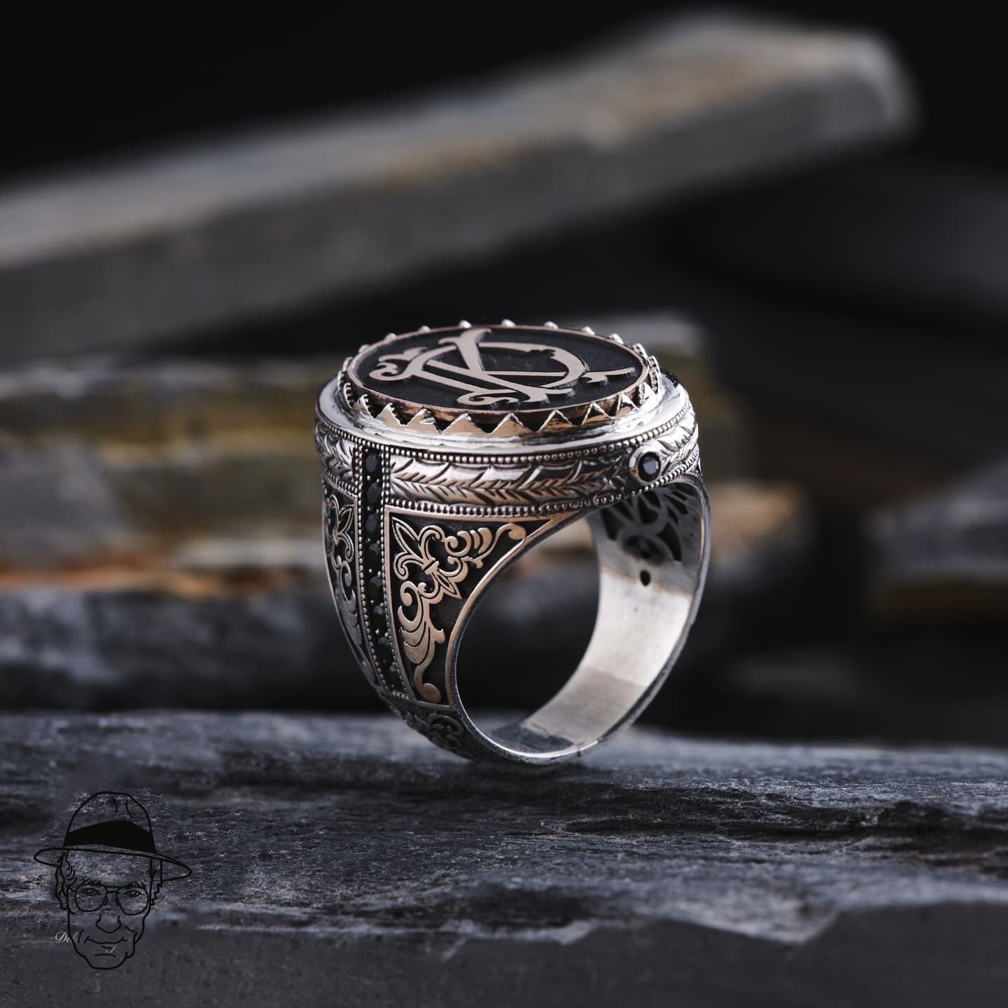 Handcrafted Monogram Sterling Silver Ring, Personalized Initial Ring - Etsy