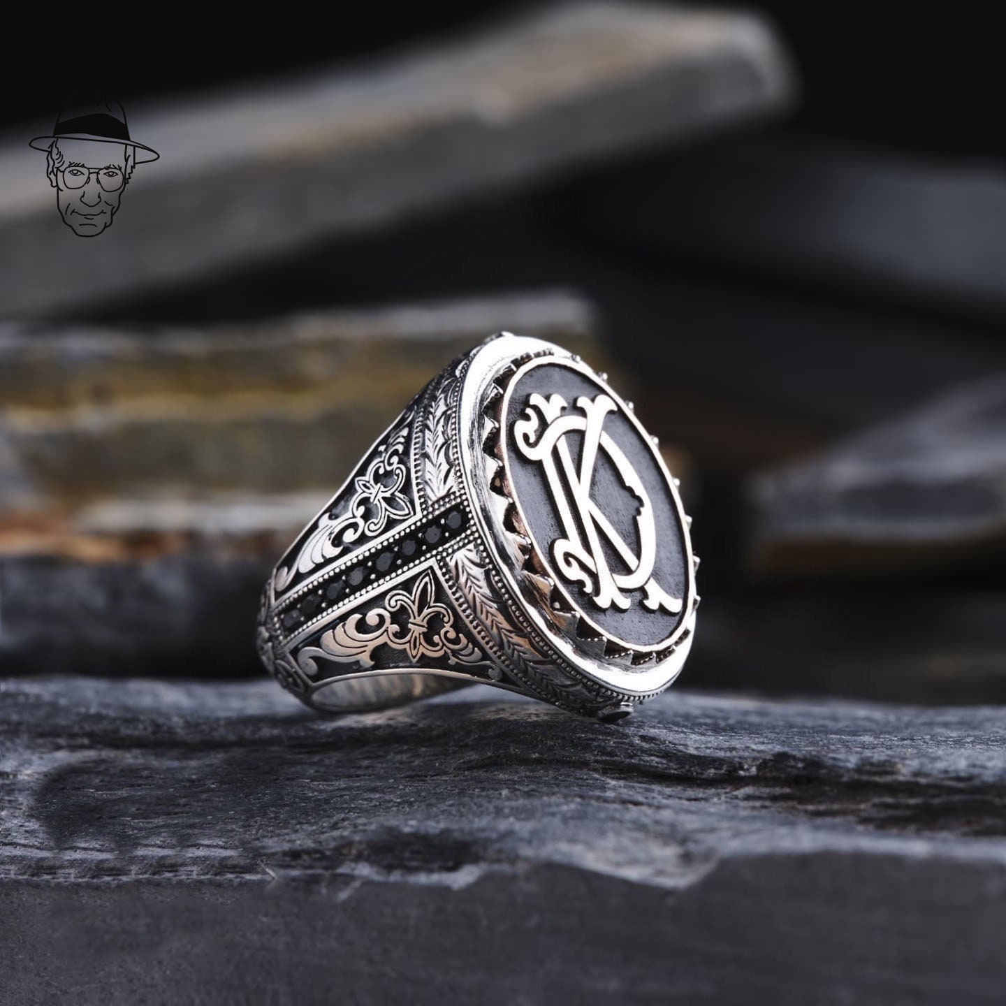 Handcrafted Monogram Sterling Silver Ring, Personalized Initial Ring - Etsy
