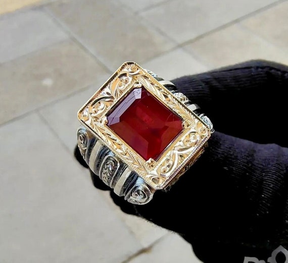 7.90 Ct Red Ruby Stone Silver Ring, IGSL Certified Original Gemstone Hand Engraved 925 Sterling Silver Ring, Luxury Halloween Day Gift - Etsy 7.90 Ct Red Ruby Stone Silver Ring, IGSL Certified Original Gemstone Hand Engraved 925 Sterling Silver Ring, Luxury Halloween Day Gift - Etsy