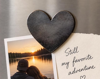 Steel Heart Magnet, 11th Anniversary Gift, Raw Metal Fridge Magnet