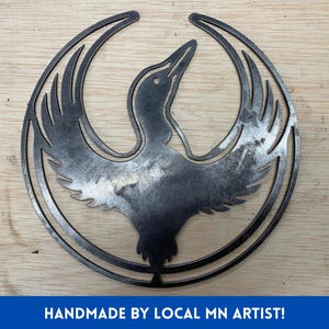 Steel Rebel Loon Metal Sign, Minnesota Alliance Circle Plasma Cut Steel Wall Decor