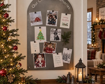 Christmas Memory Board, Magnetic Holiday Photo & Card Display