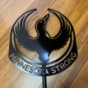 Custom Steel Rebel Loon Metal Yard Stake, Minnesota Strong Flower Garden Sign
