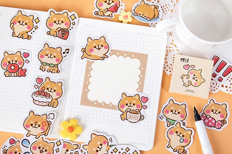Ina Sticker Shiba Ina Sticker Pack 45pcs. Cute Kawaii Dog. Scrapbooking ...
