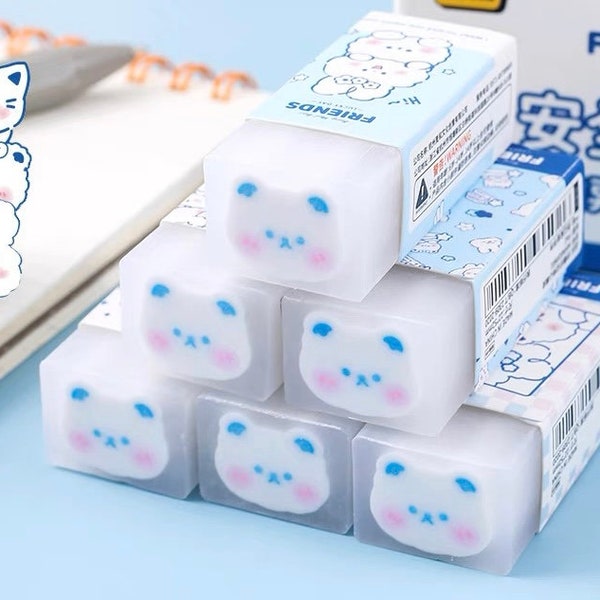 Bunny Bear Rubbers Erasers. Kawaii cute stationery