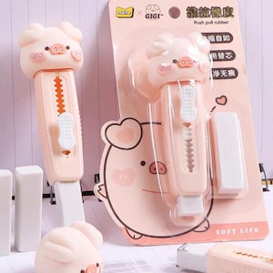 Piggy Push Pull Radiergummis Radierer + Gratis Refill. Niedliches Briefpapier