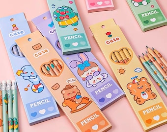 Pencils 6pcs. Kawaii Cute Colourful Animals. Stationery Gifts