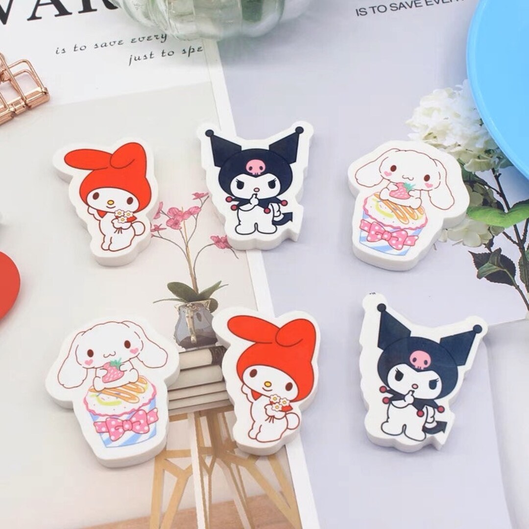 Rubbers Erasers. Cute Kawaii Japanese Cartoon Characters. Stationery