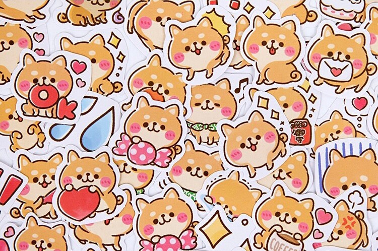 Ina Sticker Shiba Ina Sticker Pack 45pcs. Cute Kawaii Dog. Scrapbooking ...
