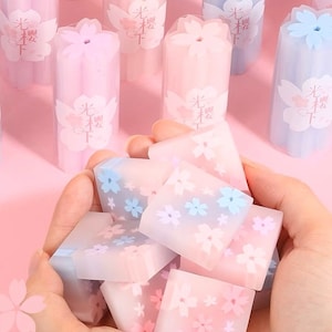 Borrachas Sakura. Flor de cerejeira. Papelaria. Presentes