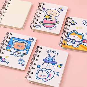 Small notebooks. Cute cartoon characters. Animals in Space.4 styles. Stationery Gifts