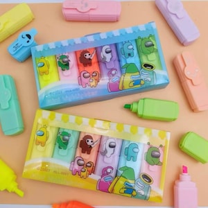 Highlighters. Stationery. Set of 6 colours. Gifts for Kids.