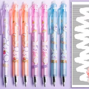 消せる黒のジェルペン 0.5 mm 収納式。かわいいウサギ。文房具ギフト