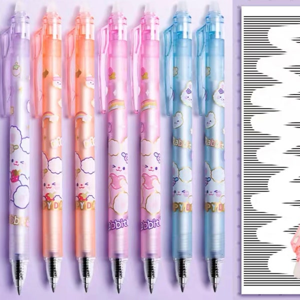 Erasable Black Gel Pen 0.5mm Retractable. Cute Bunny. Stationery Gifts