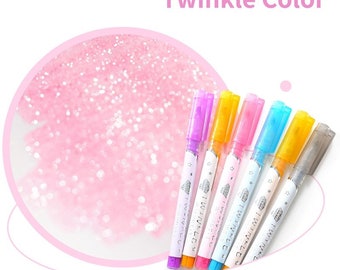 Twinkle Sparkly Glittery Highlighters Markers. Box Set of 6. Stationery Gifts