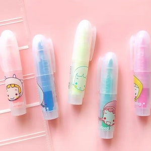 Highlighters 5 colours. Kawaii Little Girl. Stationery Gifts.