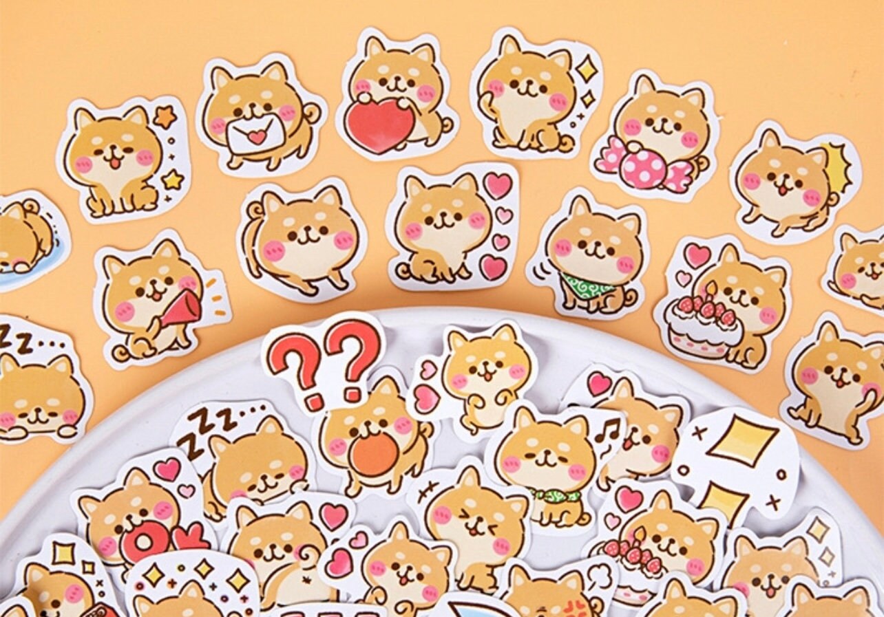 Ina Sticker Shiba Ina Sticker Pack 45pcs. Cute Kawaii Dog. Scrapbooking ...
