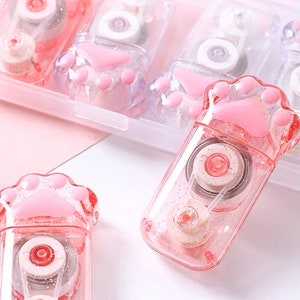 Correction tape. Set of 6. Free pencil case. Cute cat paws. Kawaii Japanese stationery. Gifts.