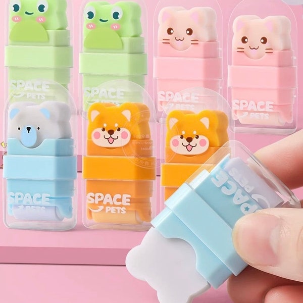 Kawaii Cute eraser rubber and roller combo. Stationery Gifts