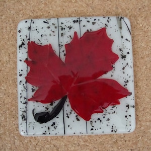 Red Maple Leaf made of Fused Art Glass