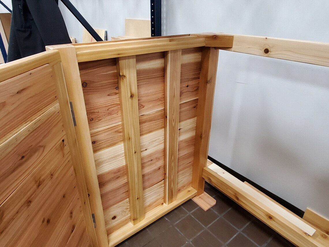 Garbage Can Outdoor Enclosure 100 Cedar With Stainless Steel Etsy