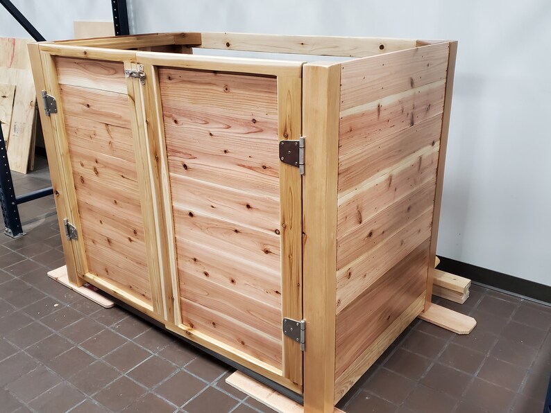 Garbage Can Outdoor Enclosure 100 Cedar With Stainless Steel Etsy