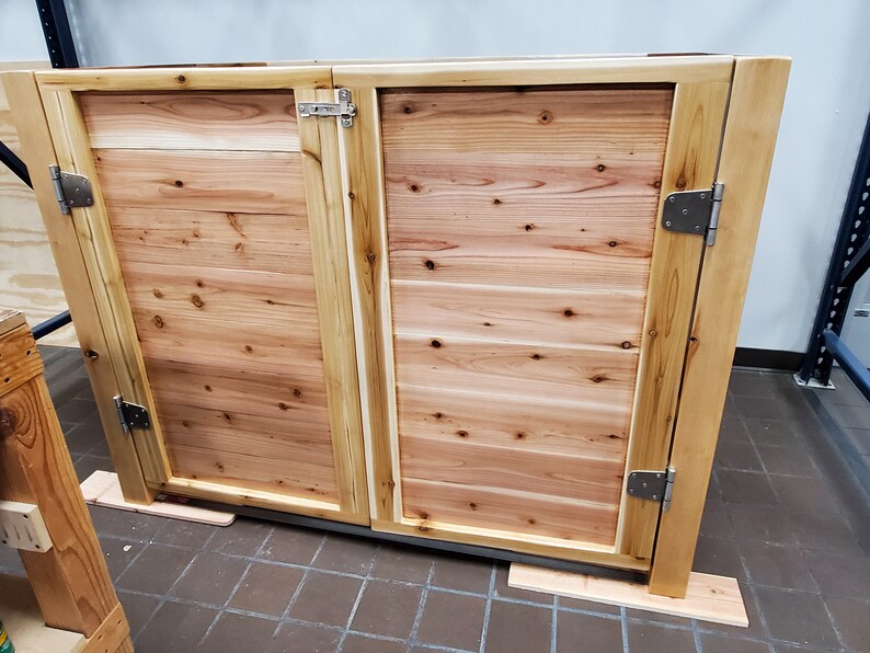 Garbage Can Outdoor Enclosure 100 Cedar With Stainless Steel Etsy