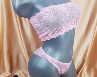 Ensemble de lingerie de mariage, Ensemble de lingerie de mariée, Sous-vêtements roses, Soutien-gorge transparent, Bikini brésilien, Ensemble de lingerie transparente, Lingerie de printemps