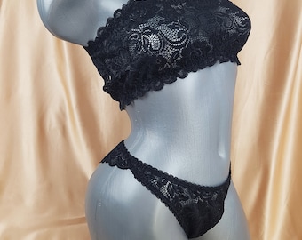 ゴスプラスサイズレースランジェリー：ブラジリアンスタイルハンドメイドセット