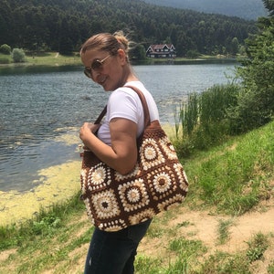 Crochet Tote Bag, Granny Square Bag, Crochet Hobo Bag, Crochet Shoulder Bag, Crochet Bag, Handmade Bag, Colorful Crochet Afghan Bag