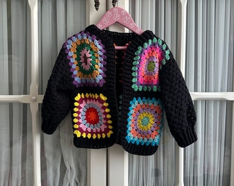 Crochet Baby and Kids Cardigan, Kids Crochet Sweater, Granny Square Child Cardigan, Knit Baby Cardigan, Crochet Baby Clothes, Knit Sweater