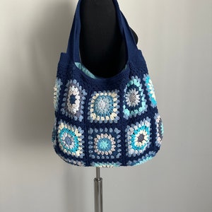 Crochet Bag, Crochet Tote Bag, Crochet Bag for Women, Granny Square Shoulder Bag, Knit Tote Bag, Granny Square Crossbody Bag