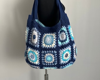 Häkeln Sie Tasche, häkeln Sie Einkaufstasche, häkeln Sie Tasche für Frauen, Oma Quadrat Schultertasche, Strick-Einkaufstasche, Oma Quadrat Umhängetasche