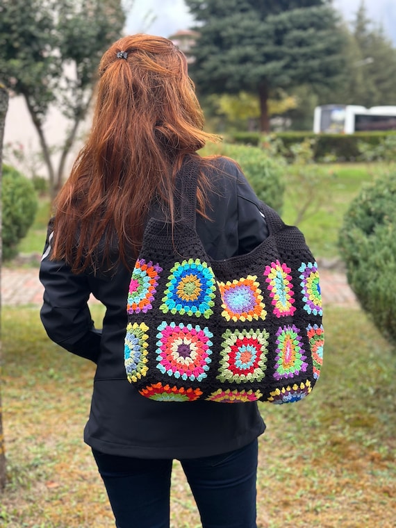 Black square sales tote bag