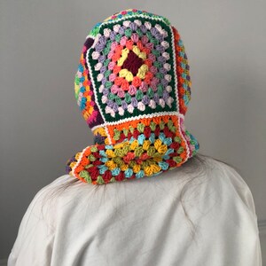 Balaclava Knit, Granny Square Handmade Balaclava, Crochet Patchwork Winter Hat, Handmade Snow Mask, Crochet Ski Face Mask, Boho Balaclava image 6