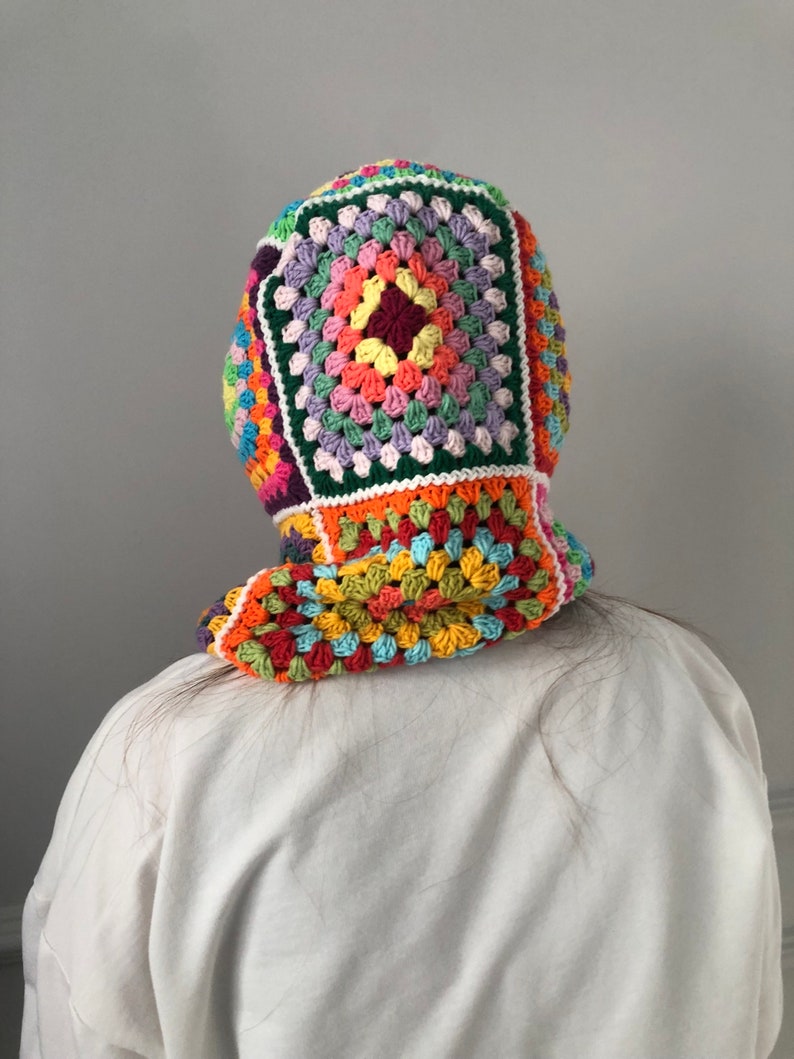 Balaclava Knit, Granny Square Handmade Balaclava, Crochet Patchwork Winter Hat, Handmade Snow Mask, Crochet Ski Face Mask, Boho Balaclava image 6