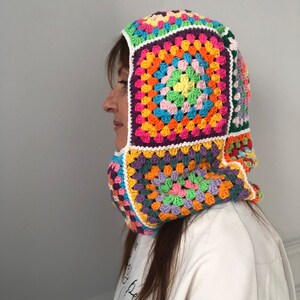 Balaclava Knit, Granny Square Handmade Balaclava, Crochet Patchwork Winter Hat, Handmade Snow Mask, Crochet Ski Face Mask, Boho Balaclava image 4