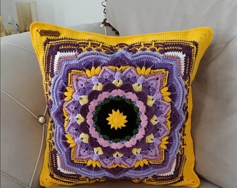 Crochet Pillow Cover, Granny Square Pillow Case, Bohemian Home Decor, Handmade House Gift, Farm House Decor, Living Room Handmade Decor