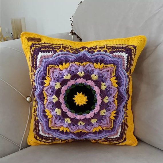Crochet Pillow Cover, Granny Square Pillow Case, Bohemian Home Decor, Handmade House Gift, Farm House Decor, Living Room Handmade Decor