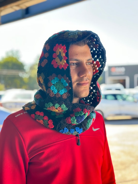 Handmade Crochet Granny Square Balaclava Knit Hat Beanie Hood in Multicolor‎ il_fullxfull.4595490507_du31.jpg main image 3
