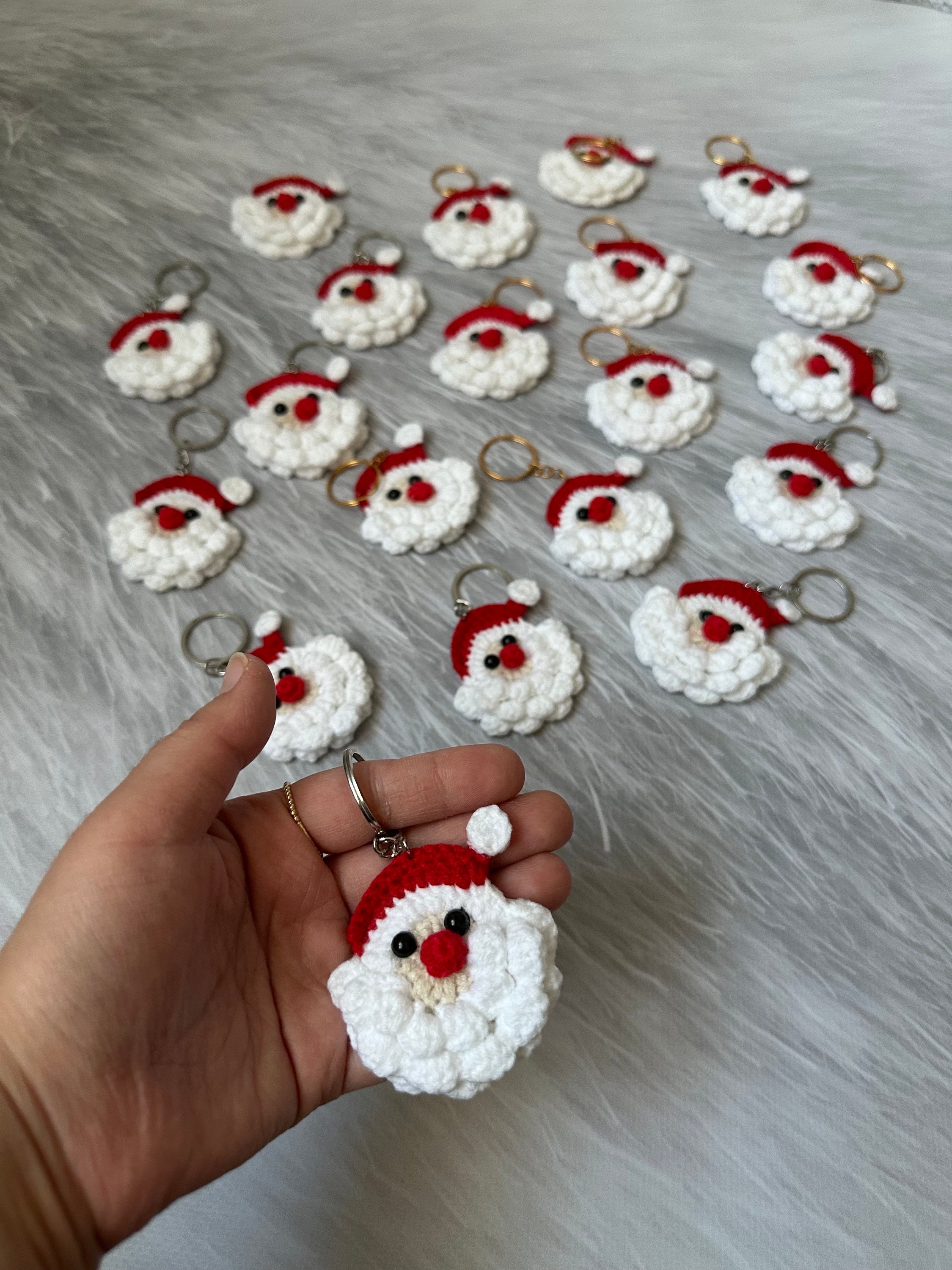 Santa Claus Keychain, Handmade Crochet Christmas Keychain, Knitted ...