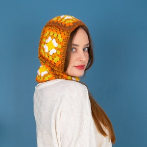 Unisex Handmade Granny Square Balaclava, Wool Blend Knit Balaclava, Mochi Colorful Balaclava, Snow Mask, Crochet Ski Face Mask, Hooded Mask