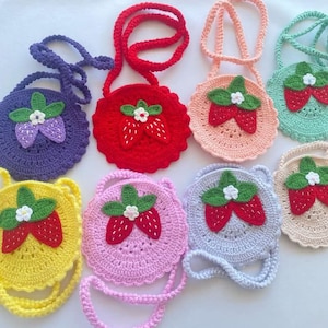 Häkeltasche für Mädchen, Handtasche für kleine Mädchen, Erdbeer-Mädchen-Tasche, Baby-Geldbeutel, kleine Mädchen Geldbeutel, handgemachte Taschengeschenke, Kleinkind-Mädchen-Tasche