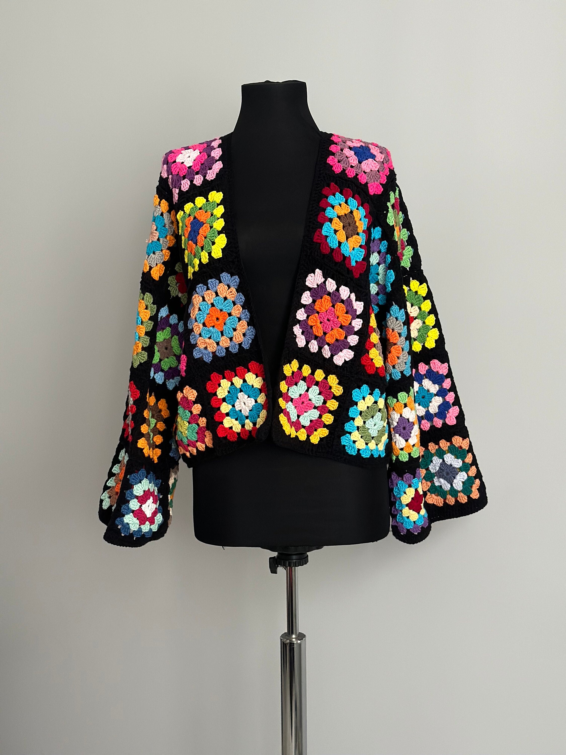 Crochet Heart Cardigan, Granny Square Heart Cardigan, Love