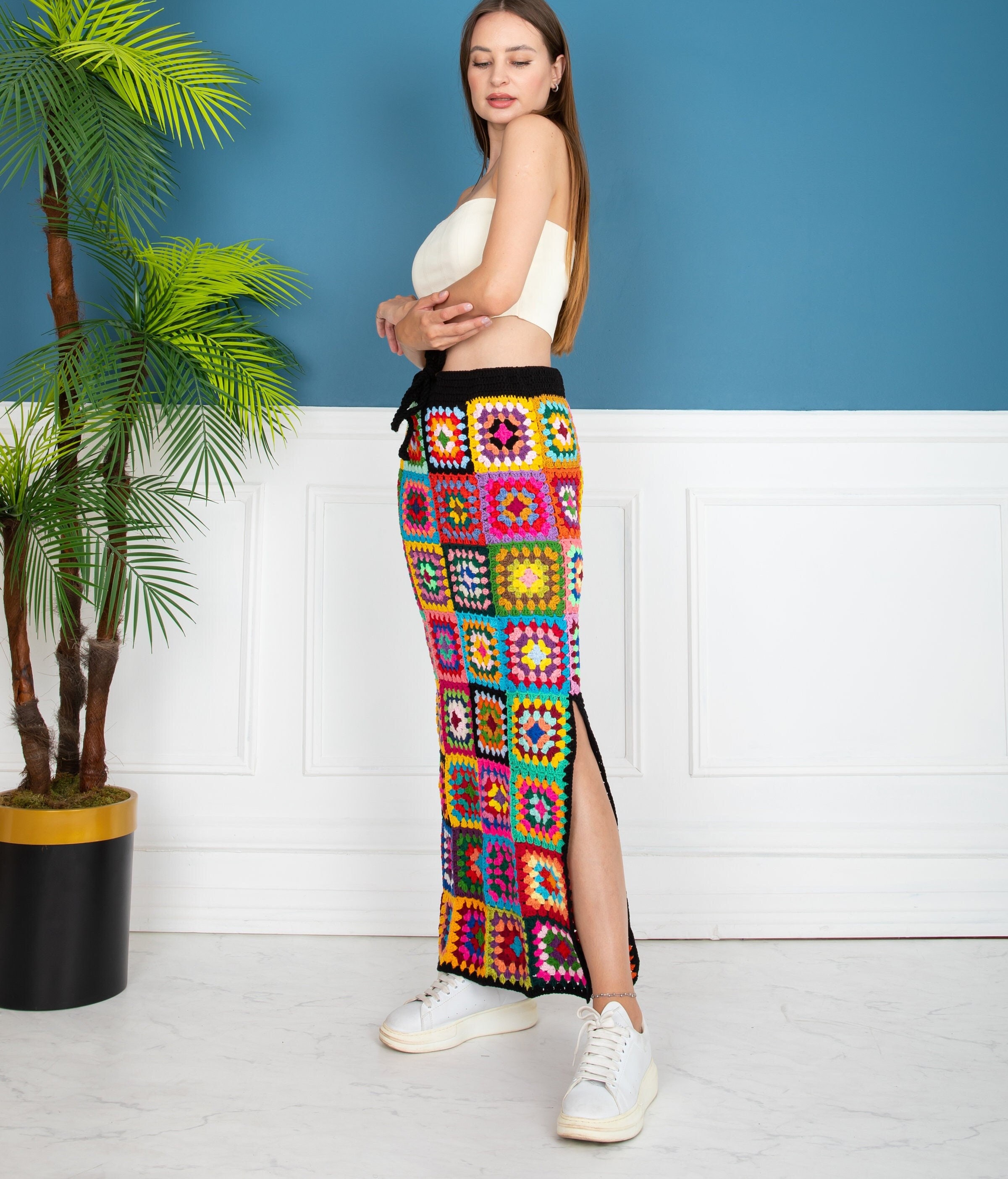 90’s vintage long Flower crochet skirt Amazon.com: Ubxvamm Women Vintage Hollow Out Crochet Knit