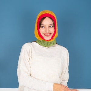 Mohair Balaclava, Unisex Knit Balaclava, Handmade Snow Mask, Crochet Ski Face Mask, Rainbow Crochet Balaclava, Handmade Gift, Y2K Fashion,