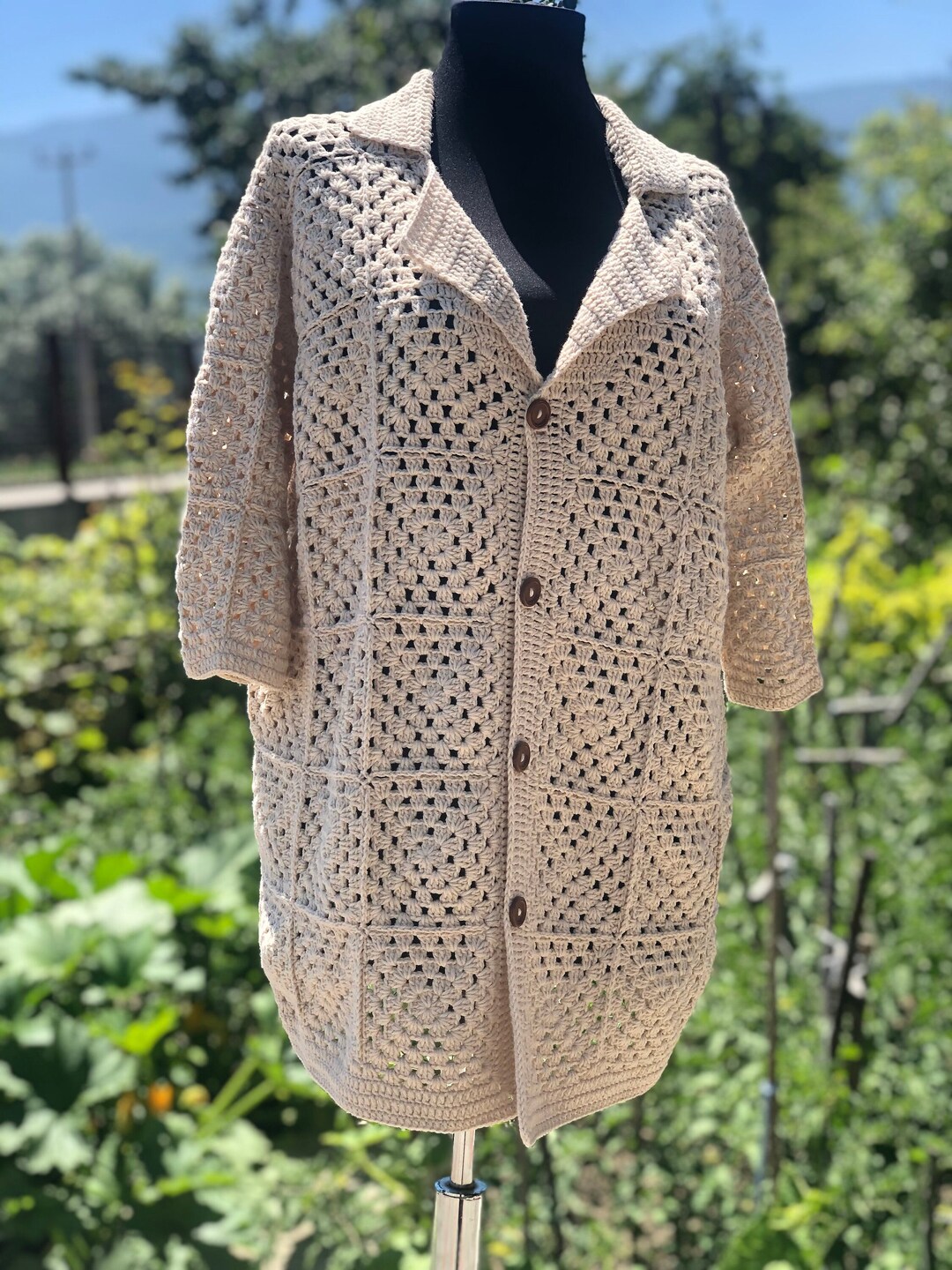 Mens Crochet Shirt Crochet Overshirt Crochet Shirt for Men Men